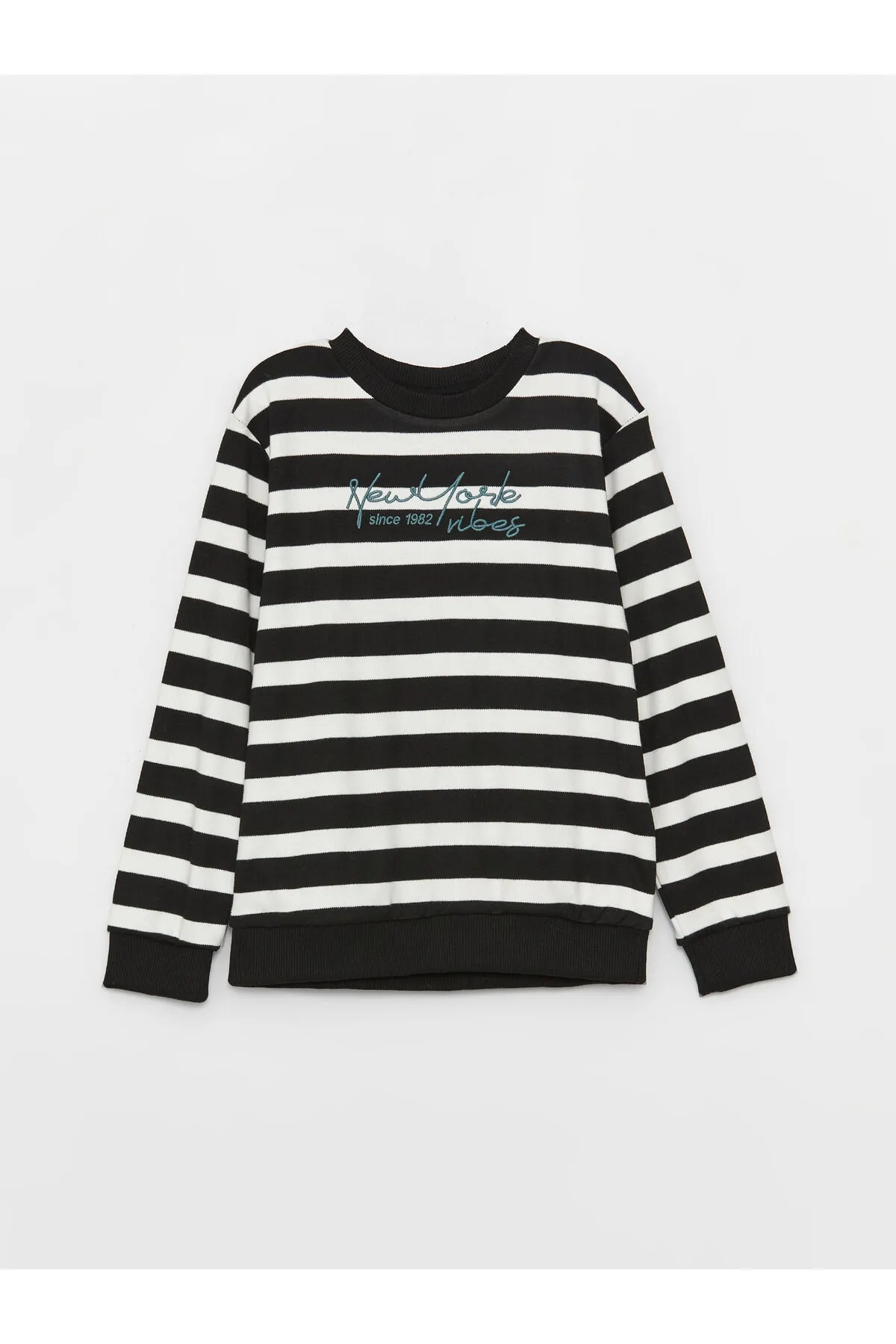 LC Waikiki  Gestreiftes Langarm-T-Shirt für Jungen mit Rundhalsausschnitt