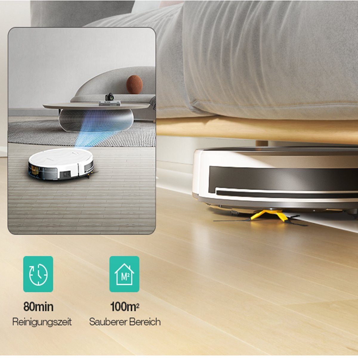 Tesvor Saugroboter M2 Roboter staubsauger 6000pa mit wischfunktion 5200mAh, 25 W, Mit Staubbox beutellos,6000Pa
