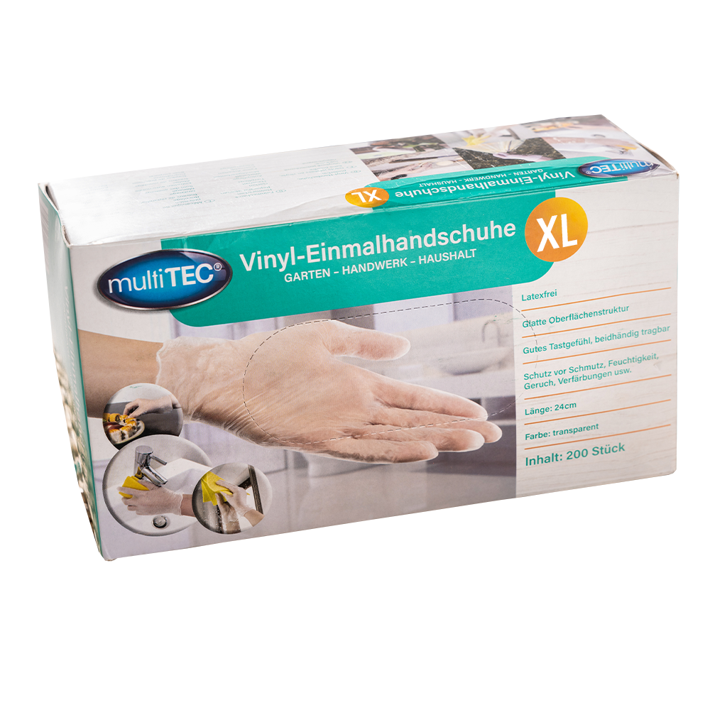 Multitec Vinyl-Einmalhandschuhe - 200er Pack, Gr. XL