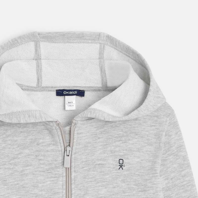 Sweat-shirt uni à capuche gris garçon