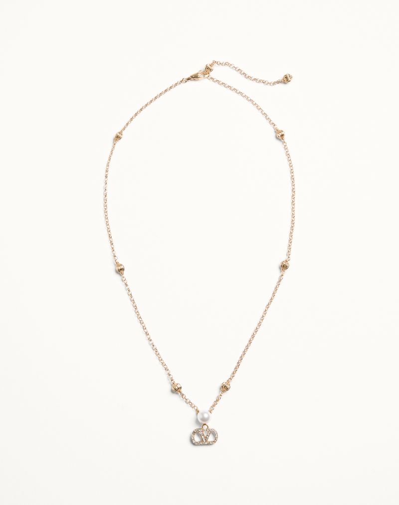 Colar com a assinatura VLogo em metal, pérola e cristais Swarovski®