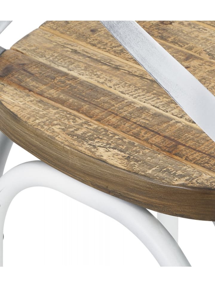 KADIMA DESIGN Küchenstuhl aus Walnussholz mit Metallbeinen, Rustikaler Vintage in Braun-Weiß günstig kaufen onesize