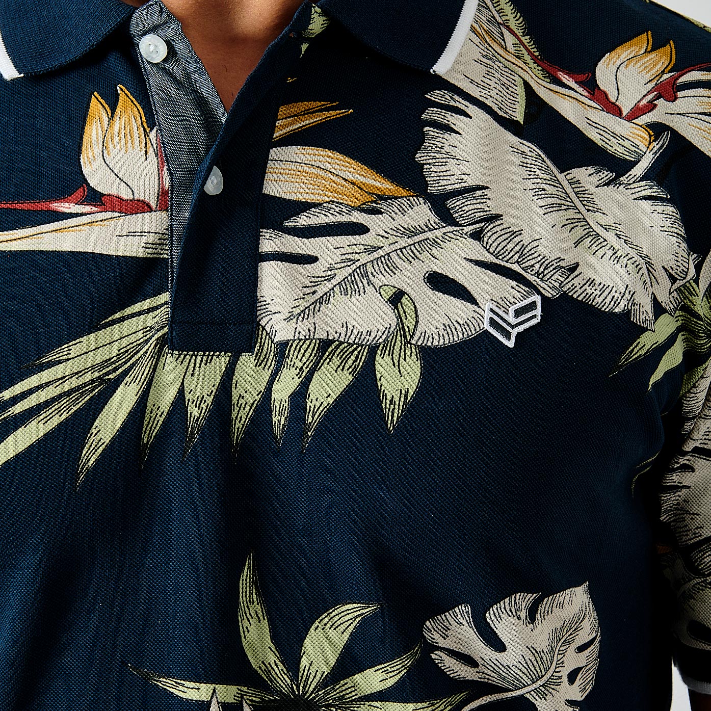 BERNI  Polo bleu imprimé homme 100% coton