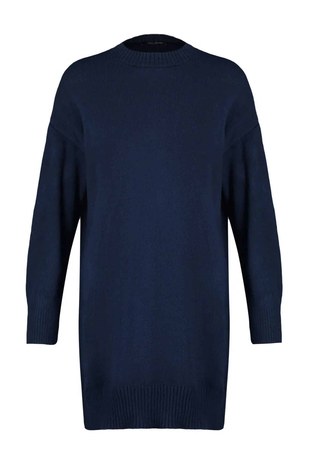 Trendyol Collection  Marineblaues Mini-Strickkleid mit Rundhalsausschnitt TWOAW24EL00035