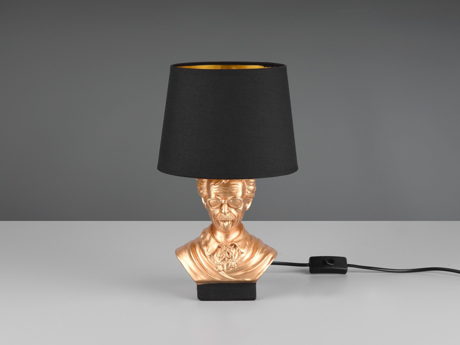meineWunschleuchte LED Nachttischlampe, Dimmfunktion, LED wechselbar, Warmweiß, coole ausgefallene Designer-lampe für Fensterbank Schwarz Gold, H 36cm