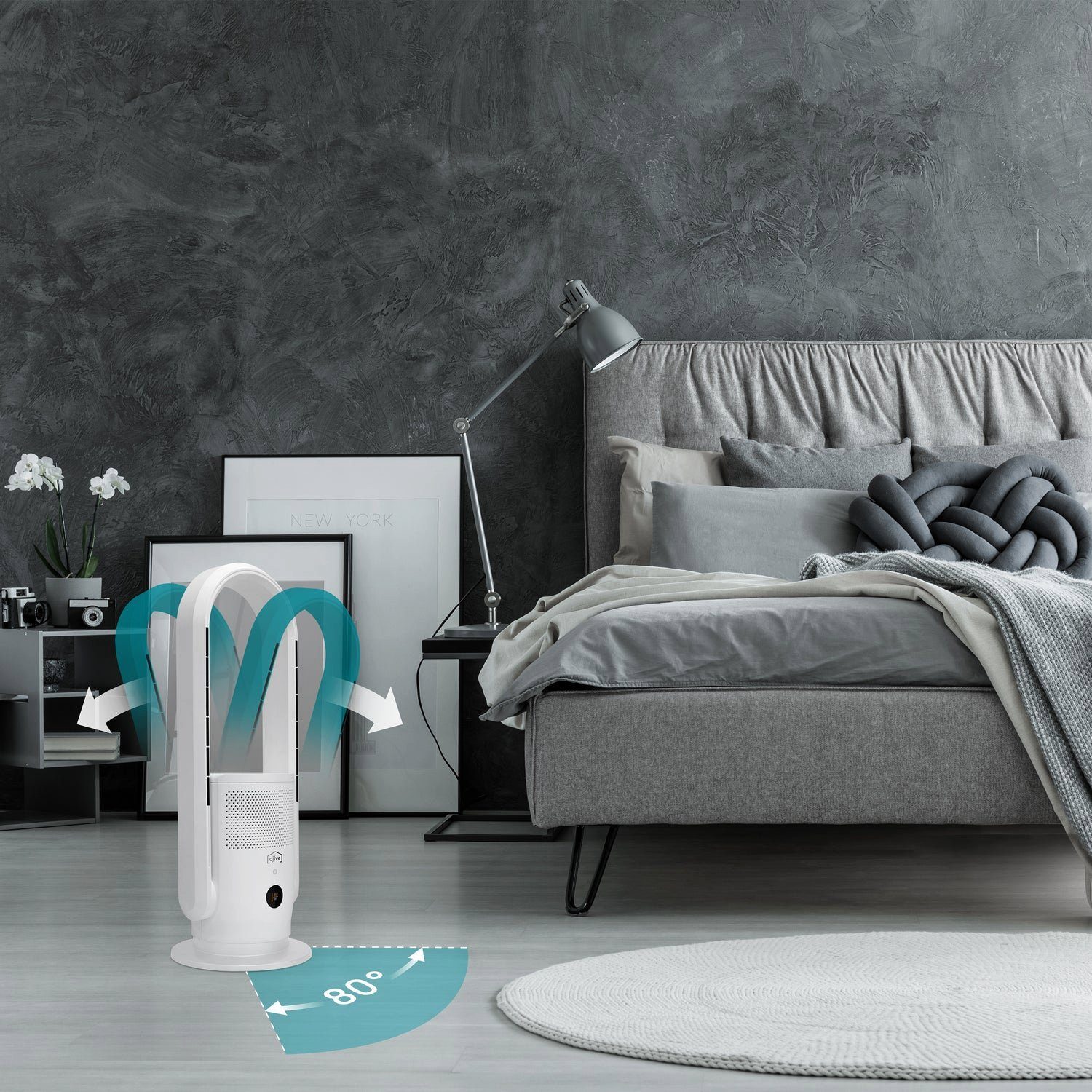djive Ventilatorkombigerät ARC Heater, leise 9 Stufen, Schlafmodus, HEPA Luftreiniger, Heizlüfter, Allergiker