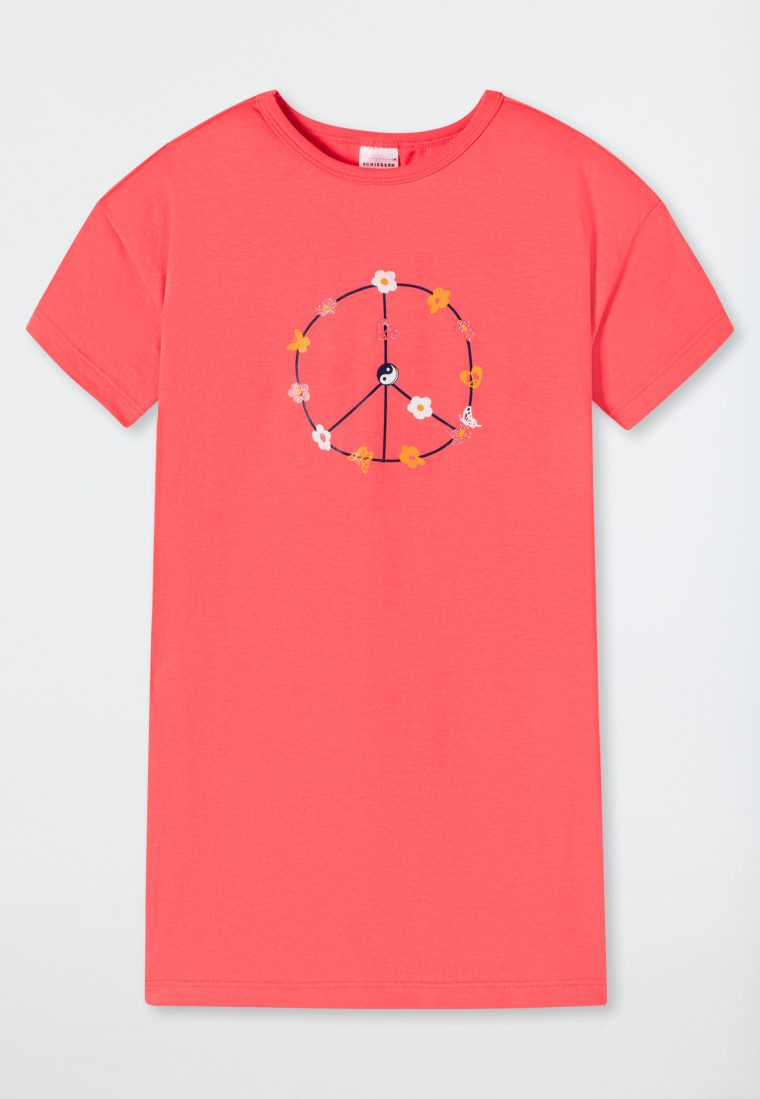 Nachthemd kurzarm Peace rot - Girls World