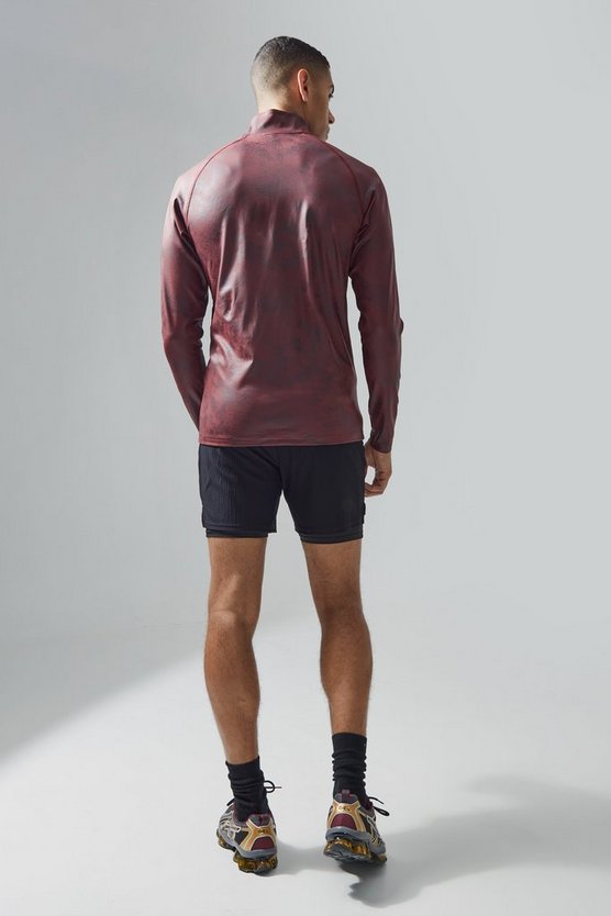Man Active Slim-Fit Oberteil mit Print und Reißverschluss