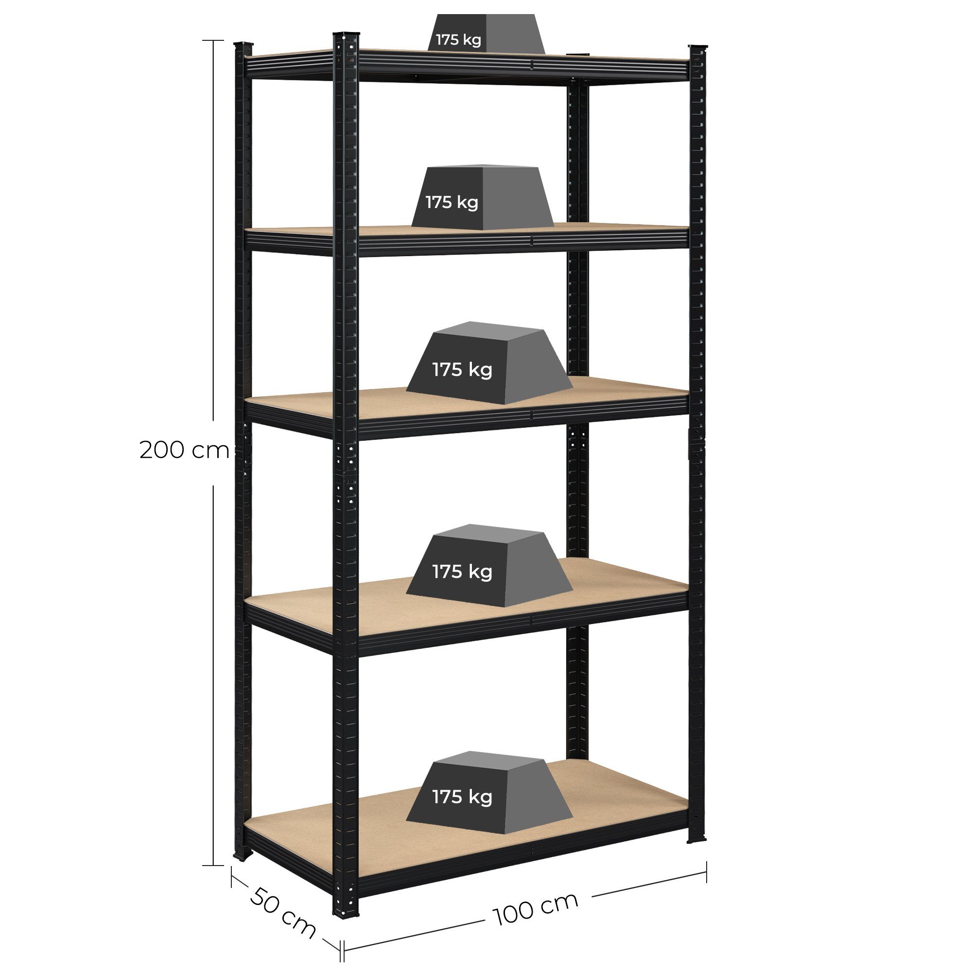 SONGMICS Schwerlastregal Standregal, 1-tlg., bis 600 kg belastbar