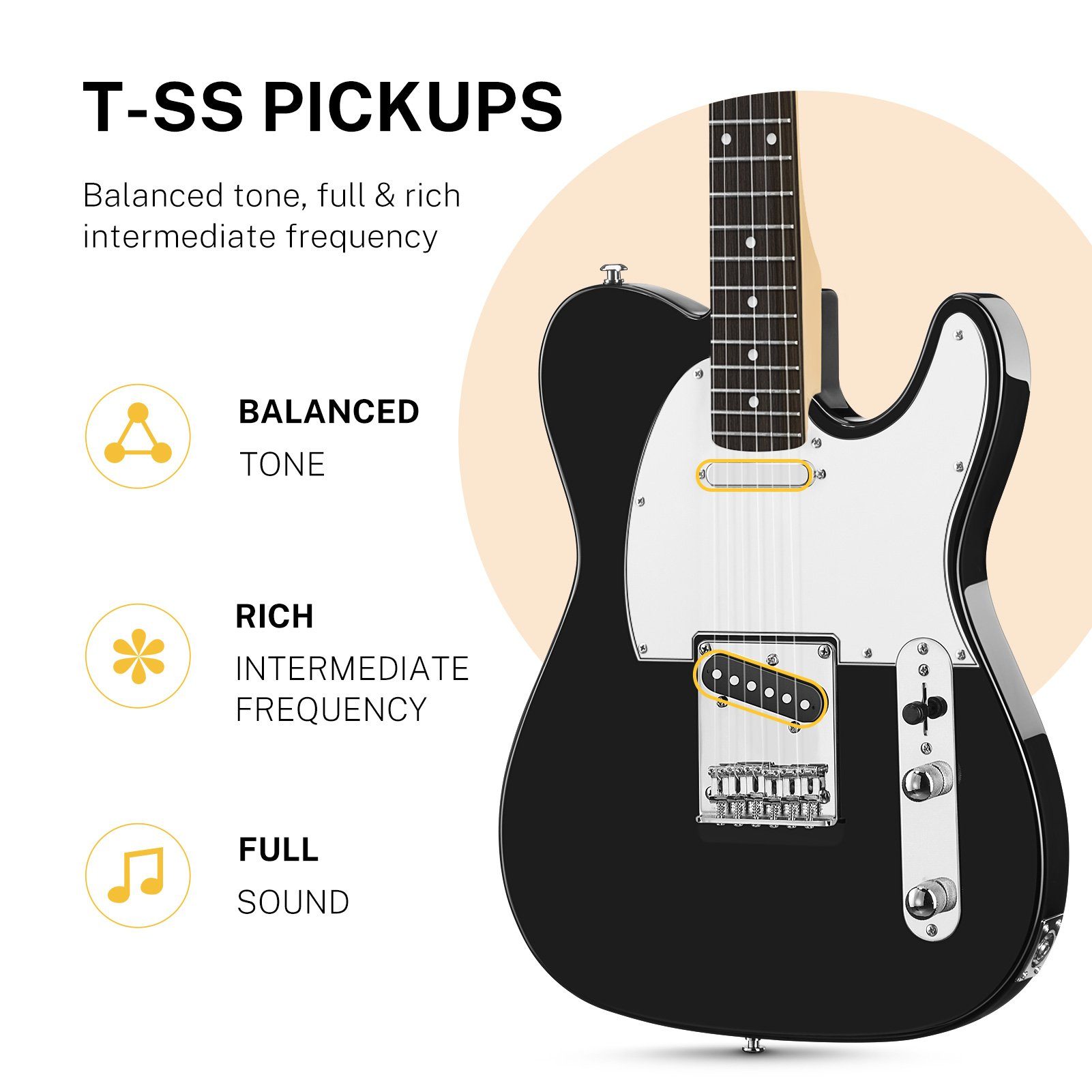 Donner E-Gitarre E-Gitarren Elektro-Akustisch TC E Gitarren Set volle Größe DTC-100, Perforiertes, Festkörper,TC-Stil