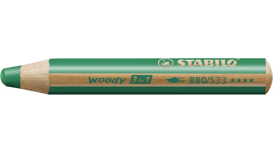STABILO® Buntstift, Wasserfarbe & Wachsmalkreide woody 3 in 1 dunkelgrün