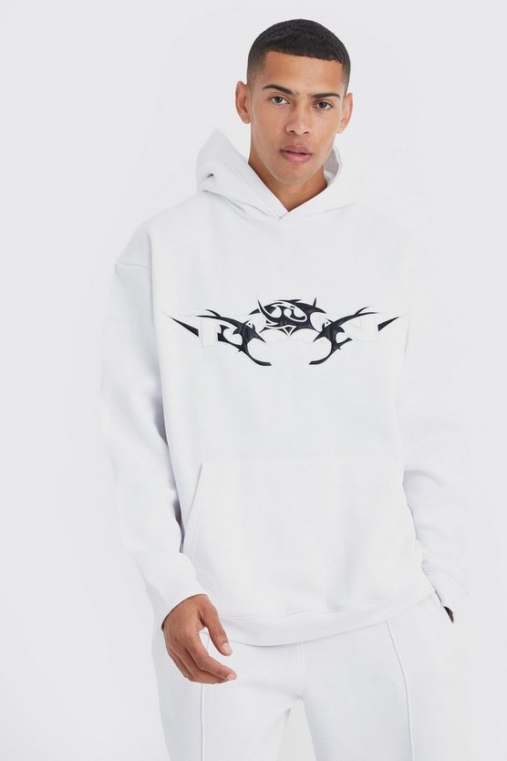 Oversize Hoodie mit PU-Applikation