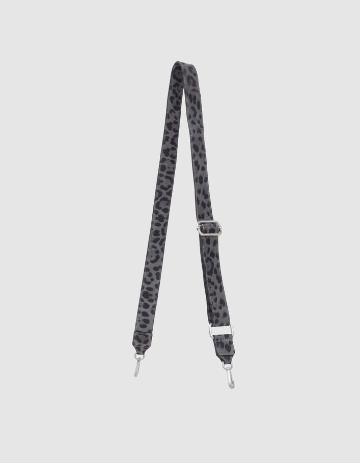 La bandoulière 111 grise cuir velours motif léopard Femme