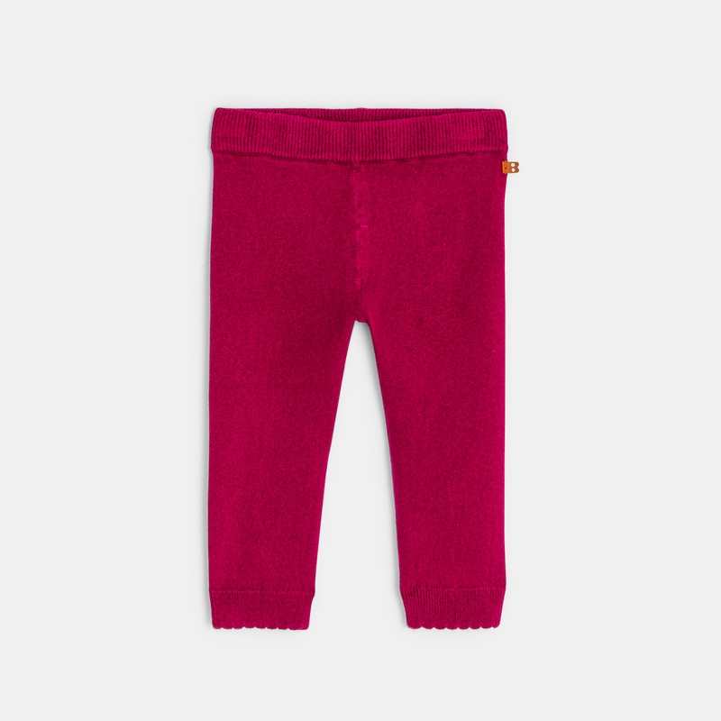 Legging tricot chiné rose bébé fille