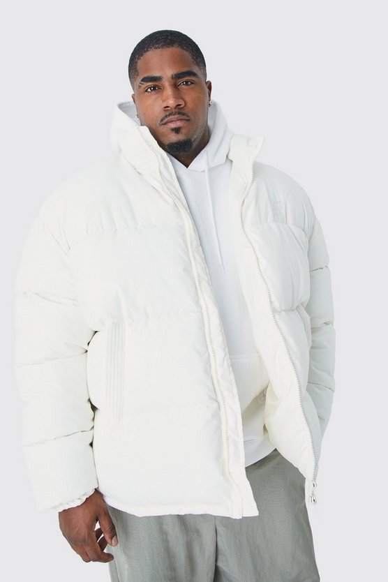 Plus Oversize Steppjacke aus Nylon mit Stickerei