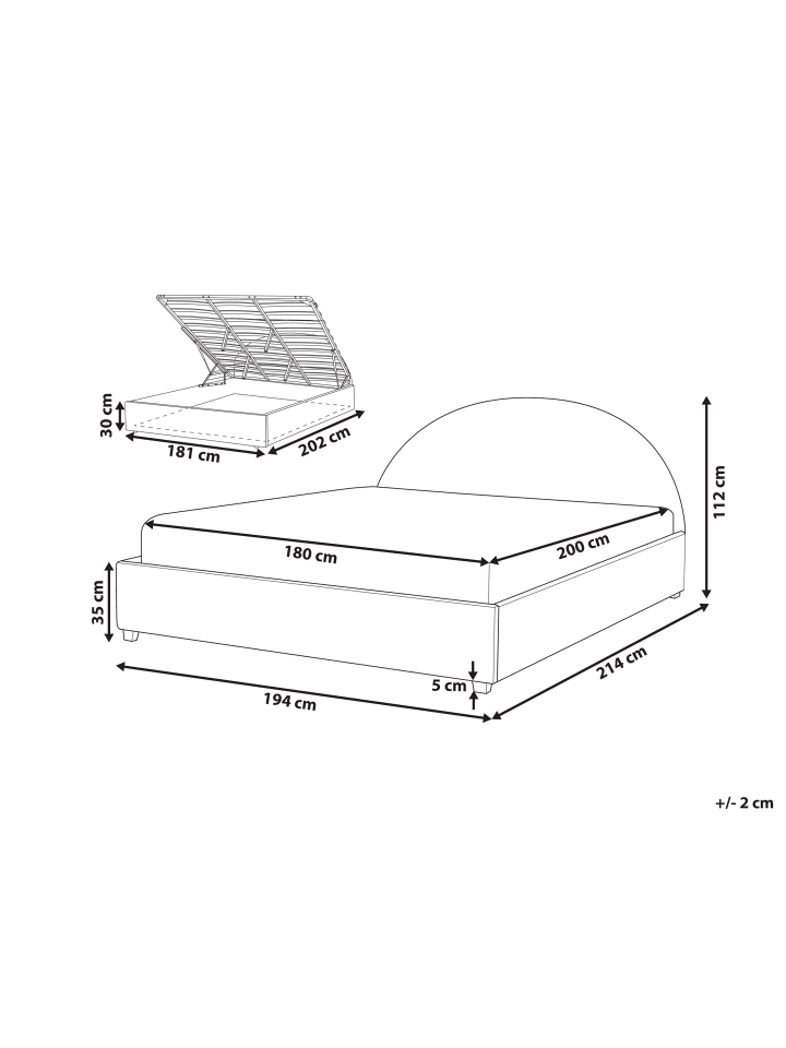 Beliani Doppelbett VAUCLUSE in Grün - (W) 194 x (H) 112 x (L) 216 cm günstig kaufen onesize
