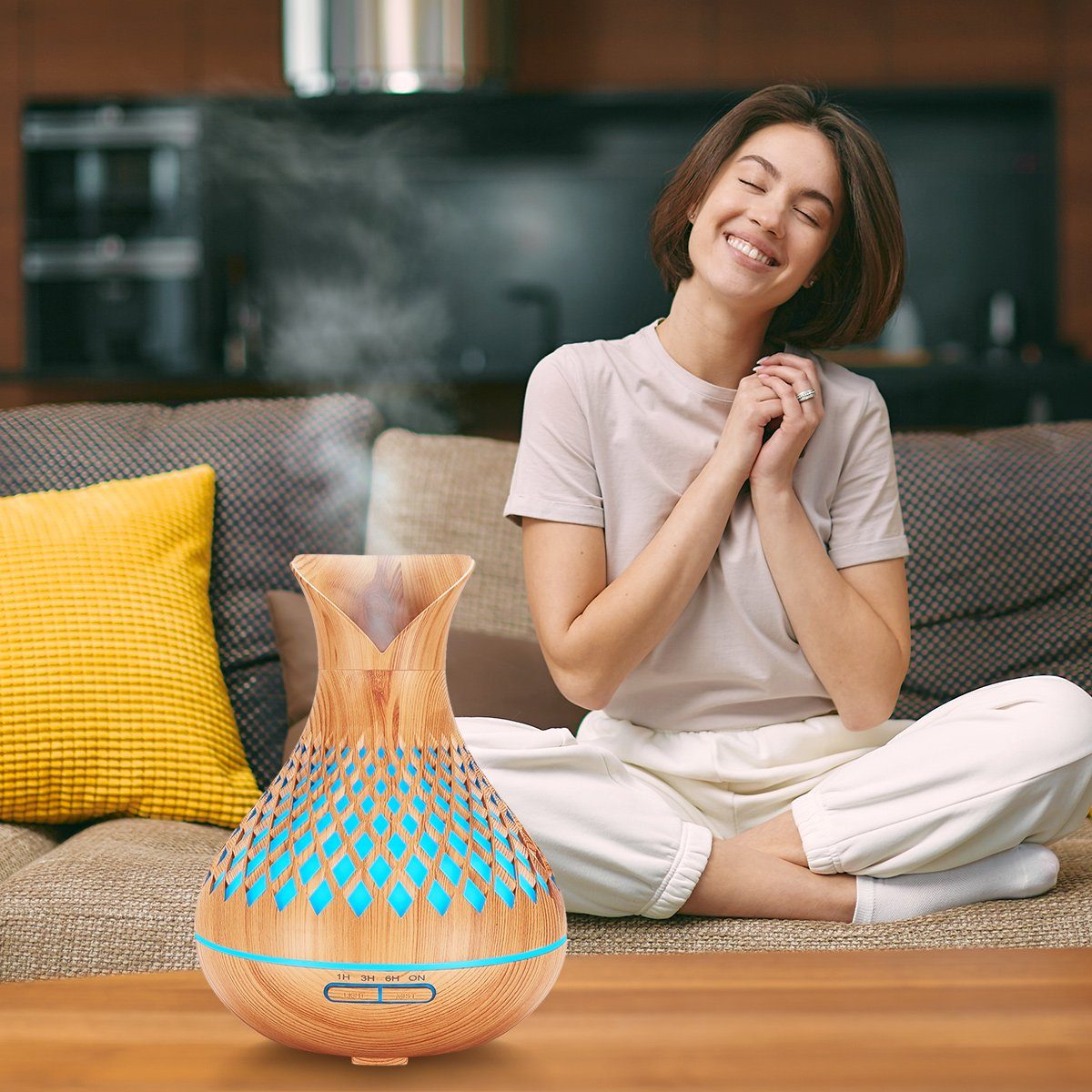 7Magic Luftbefeuchter Aroma Diffuser Luftbefeuchter Raumbefeuchter Oil Diffuserm, mit Timer, 0,50 l Wassertank, Ultraschall Aromatherapie Diffusor für Büro,Yoga,Spa,Schlafzimmer