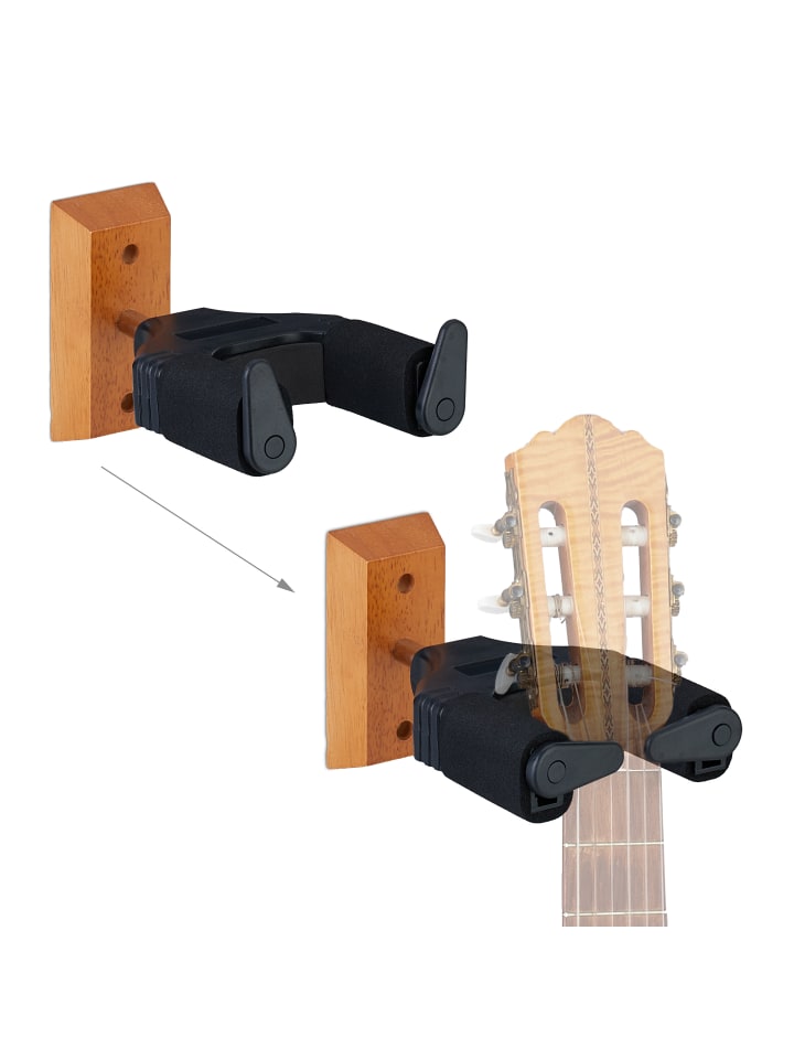 relaxdays Gitarrenhalter in Schwarz/ Natur günstig kaufen onesize