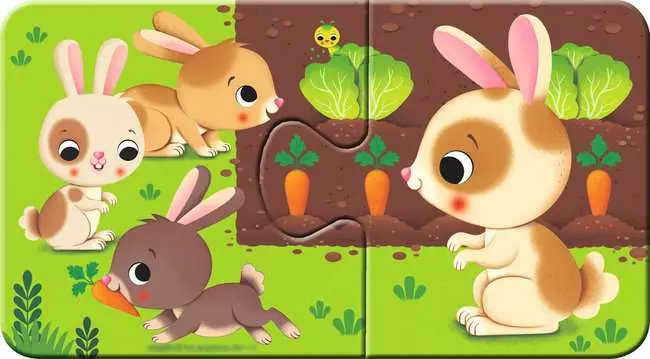 Kinderpuzzle ab 2 Jahren - Tiere und ihre Kinder - 2 Teile