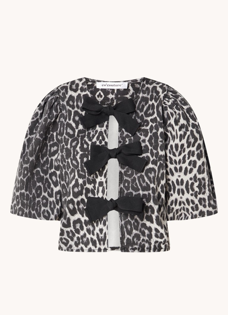 Top Co'Couture Leo s leopardím vzorom a balónovým rukávom