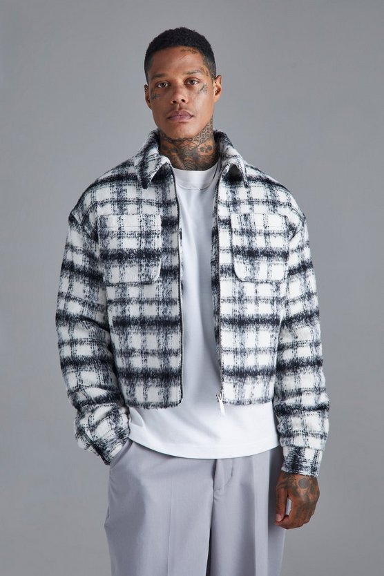 Kastige karierte Harrington-Jacke
