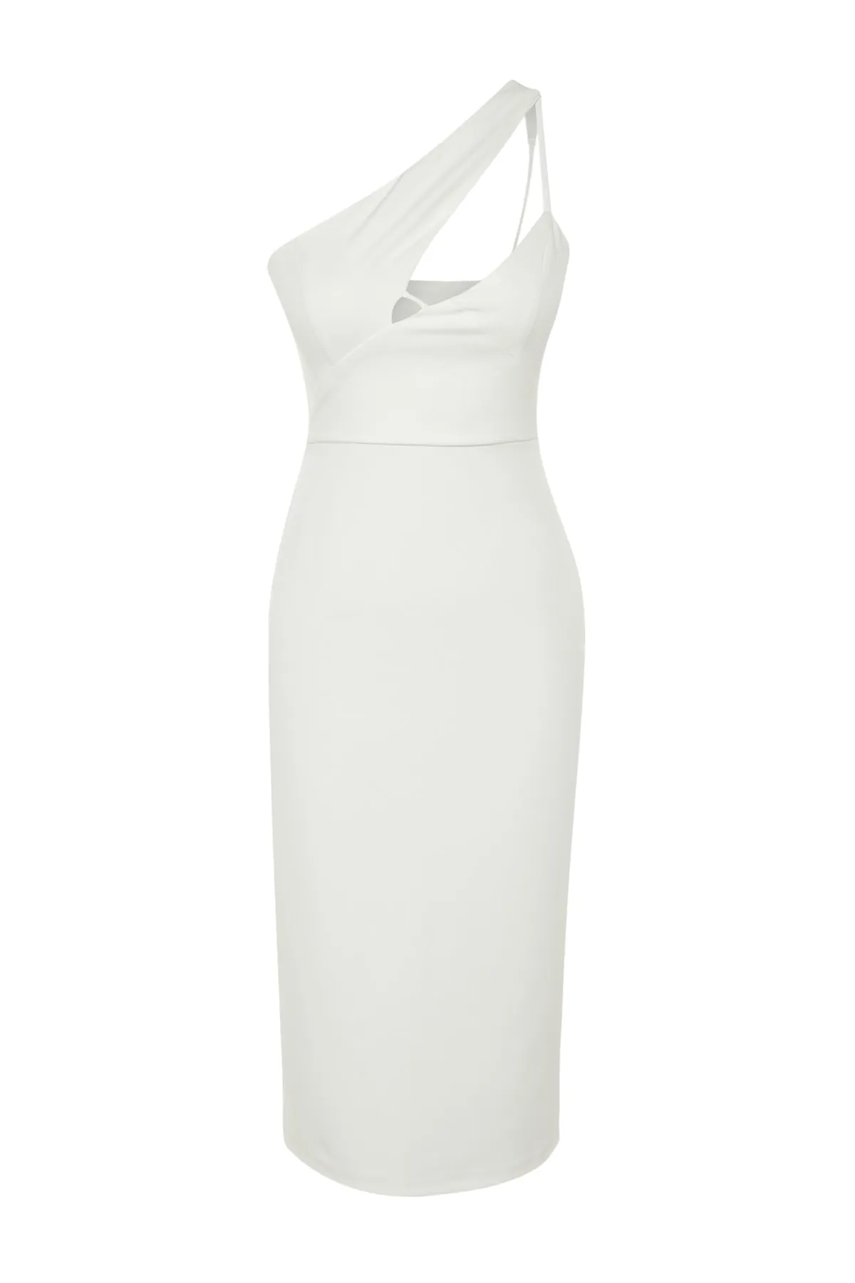 Trendyol Collection  Ecru Tailliertes, gewebtes, gefüttertes Hochzeits-/Hochzeits-Elegantes Abendkleid TPRSS23EL00575