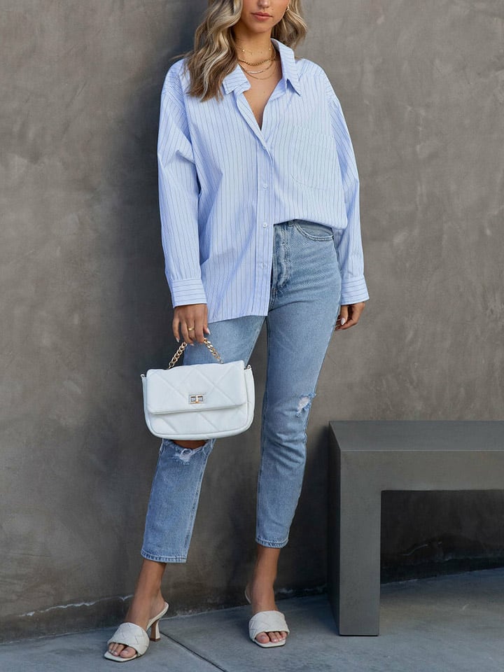 Milan Kiss Bluse in Hellblau/ Grün günstig kaufen