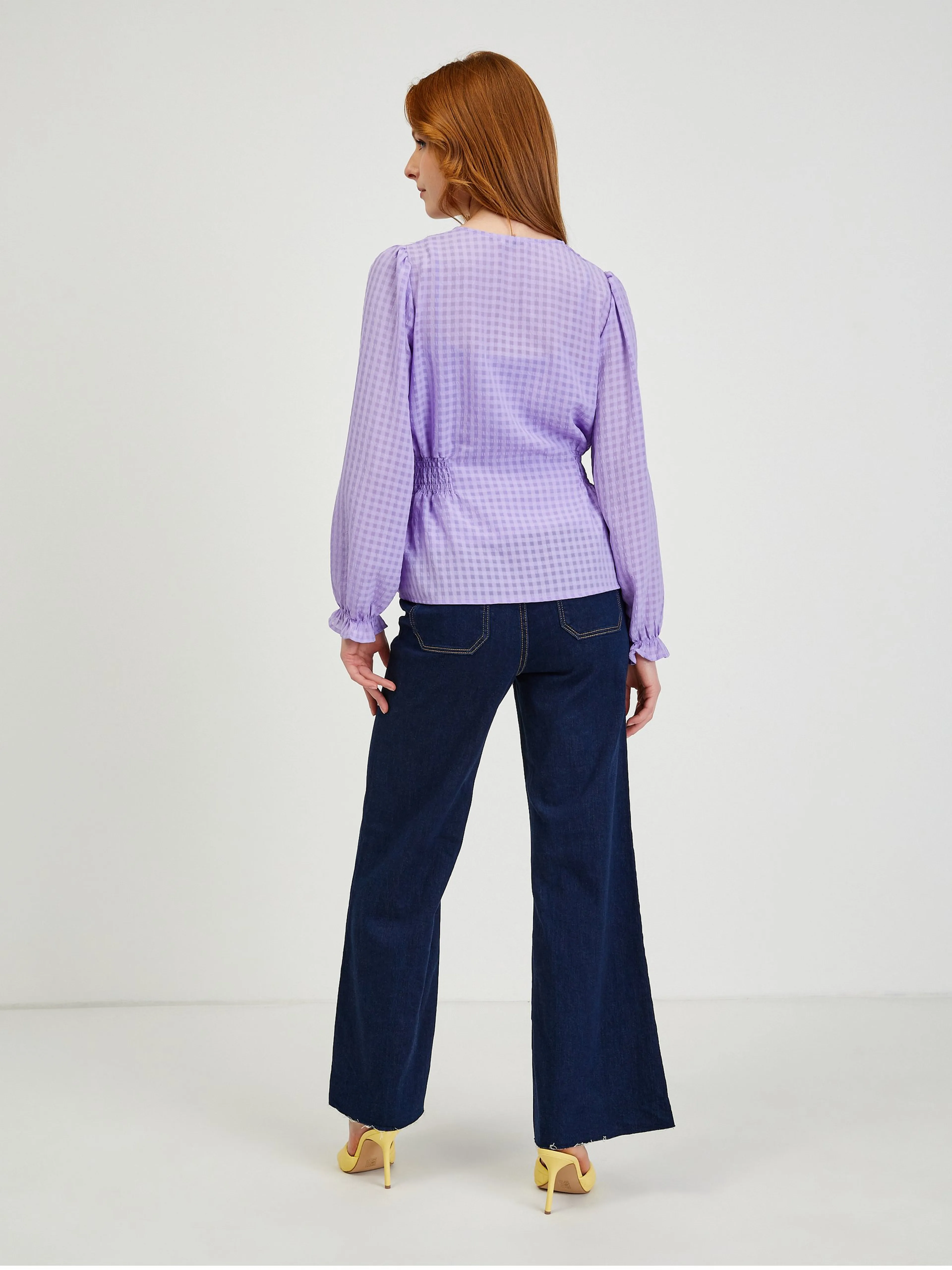 Hellviolette karierte Damenbluse ORSAY
