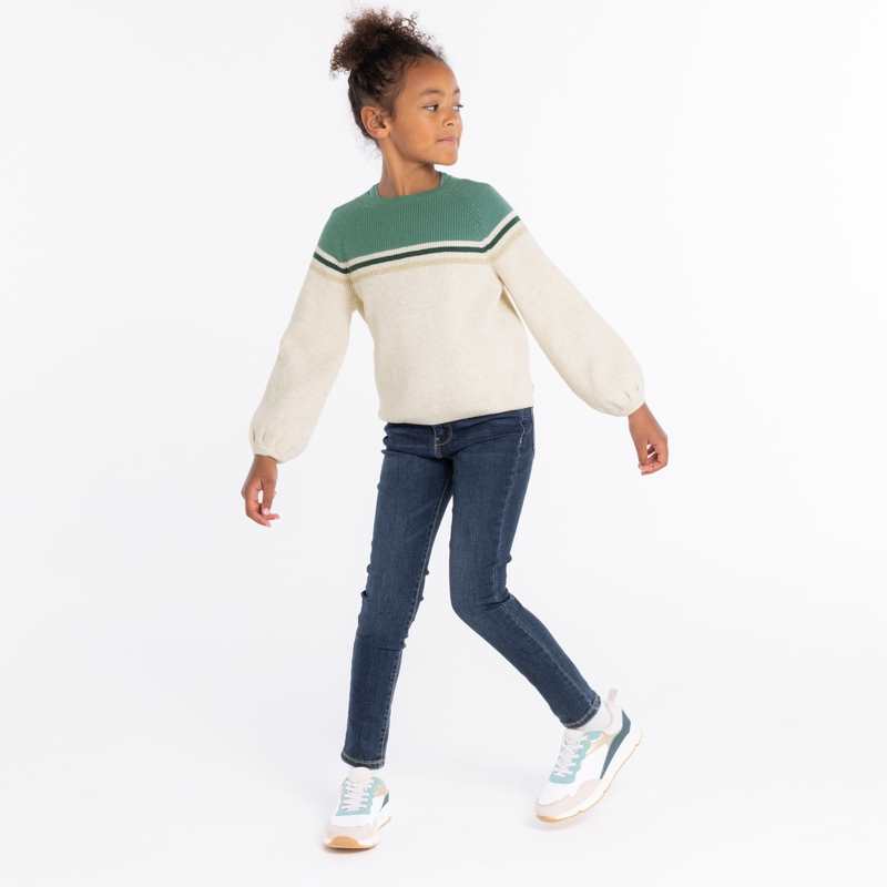 Pull à manches ballon beige fille