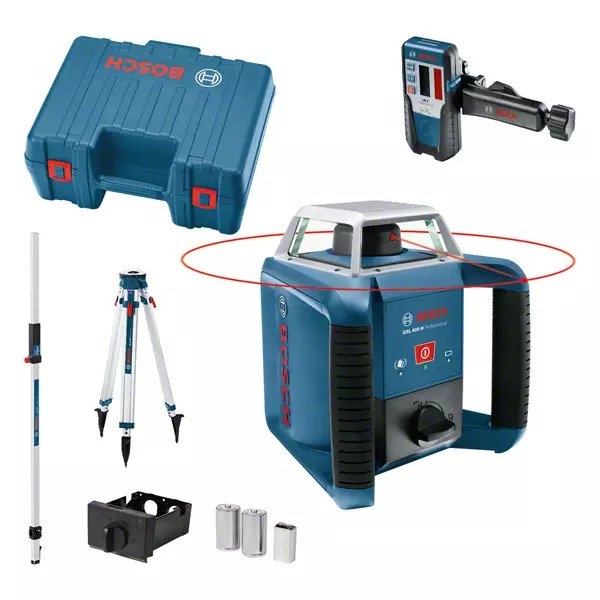 Bosch Blue 061599403U GRL 400 H Rotary Laser Set + BT170 Tripod + GR240 Ruler