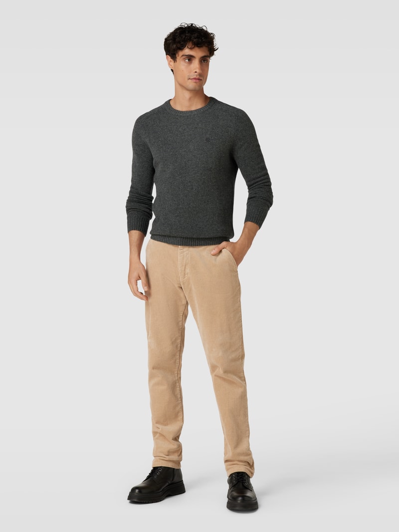 Strickpullover aus Lammwolle Modell 'TANGUY' in dunkelgrau meliert