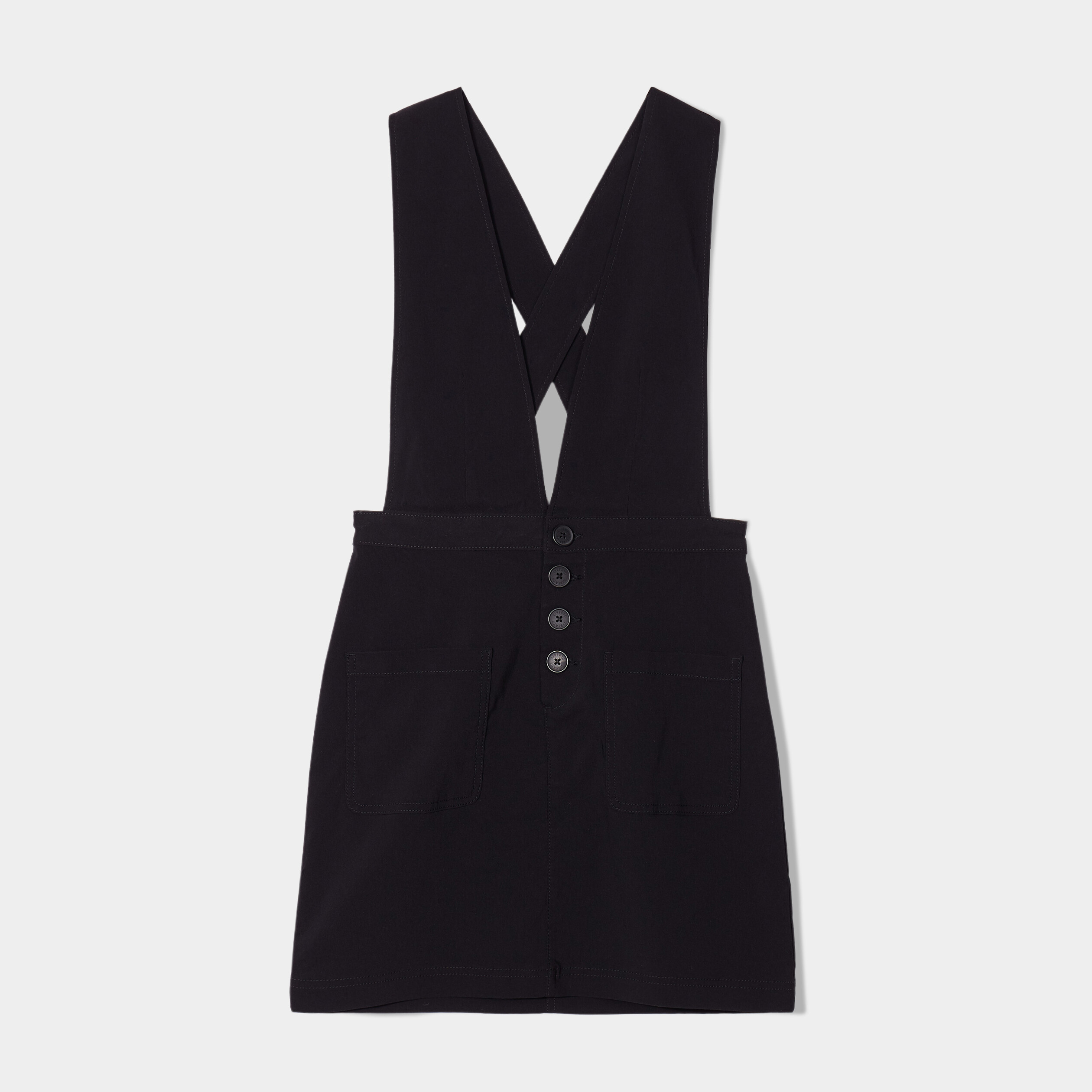 Robe chasuble courte bretelles larges noir femme | La Halle