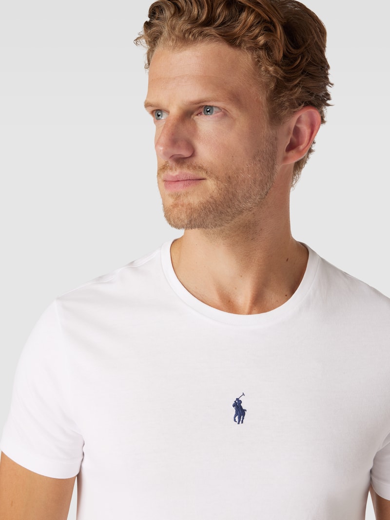T-Shirt mit Logo-Stitching in weiß