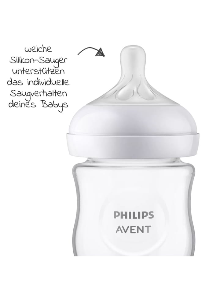 Philips Avent Glas-Flasche 2er Pack Natural Response 120ml   Silikon-Sauger in weiss günstig kaufen onesize