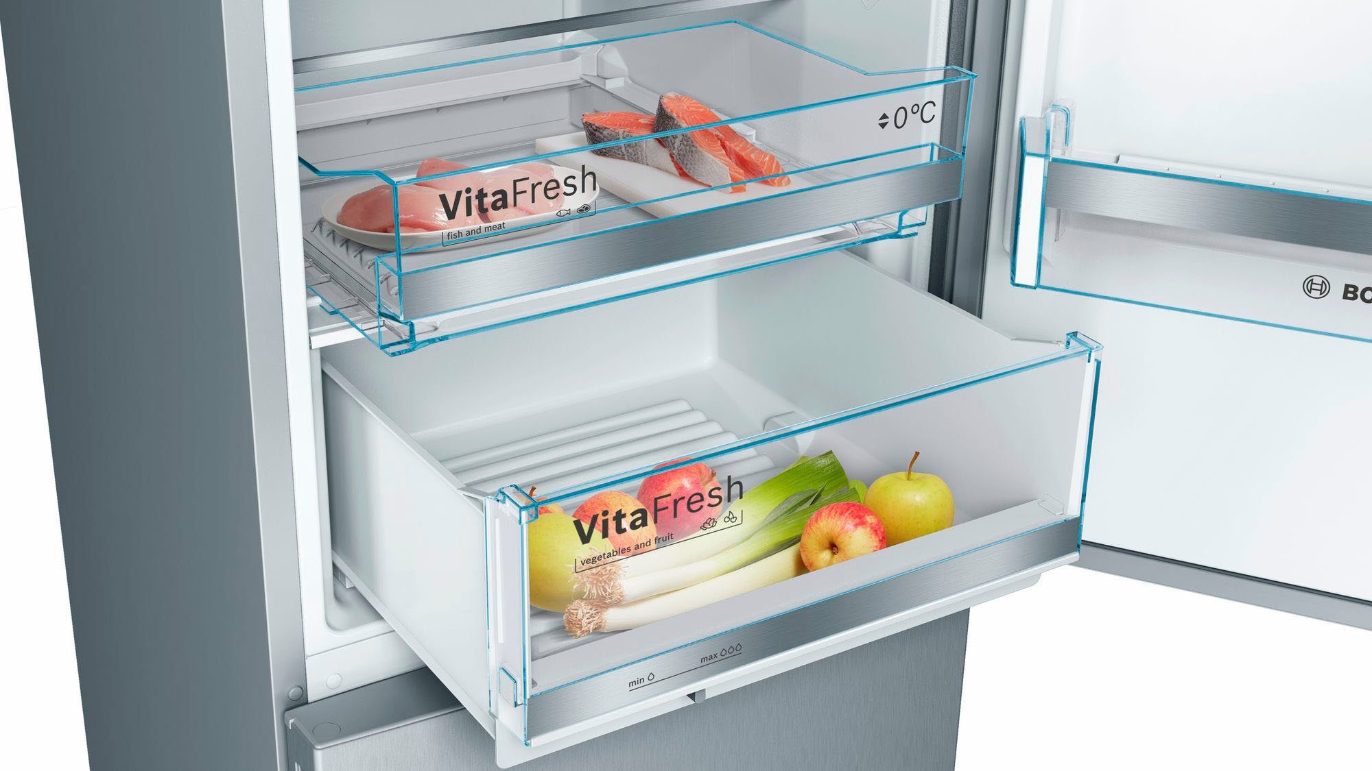 BOSCH Kühl-/Gefrierkombination Serie 6 KGE39ALCA, 201 cm hoch, 60 cm breit