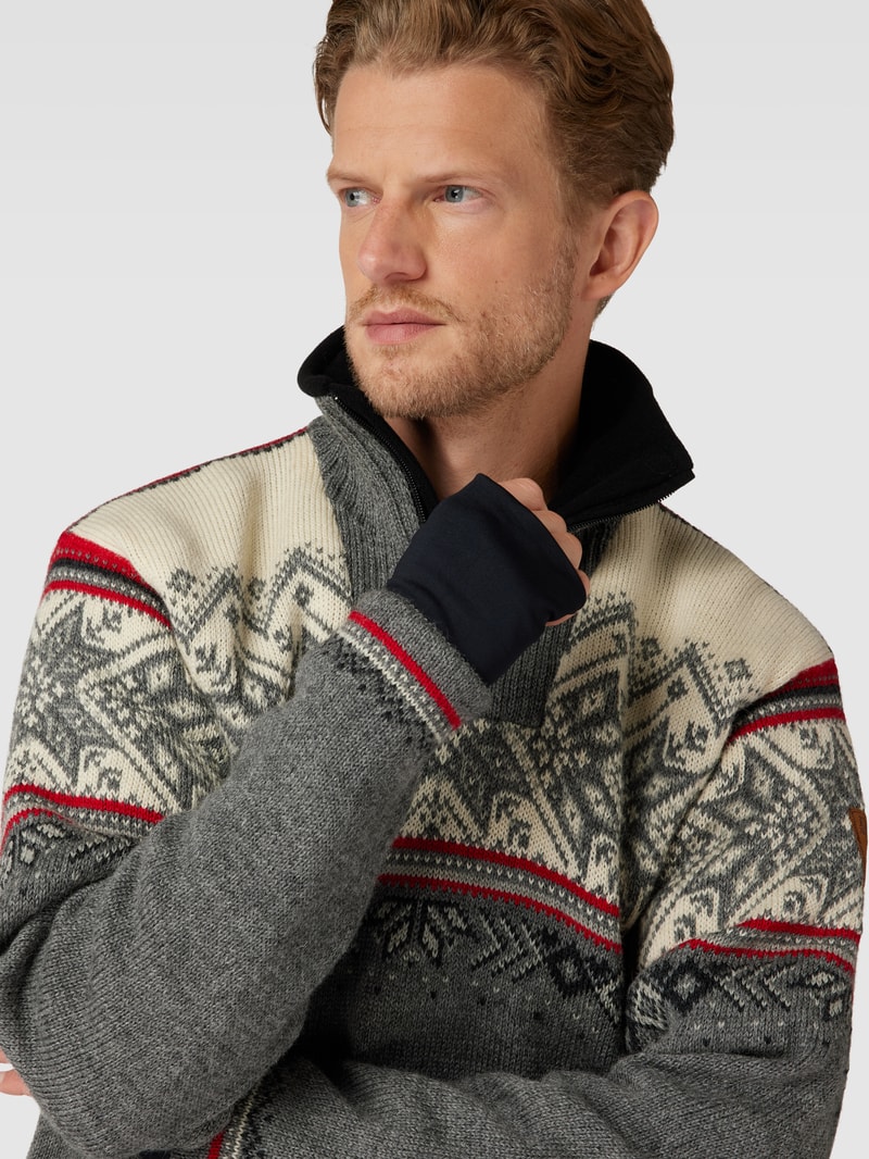 Strickpullover mit Stehkragen Modell 'Vail' in hellgrau