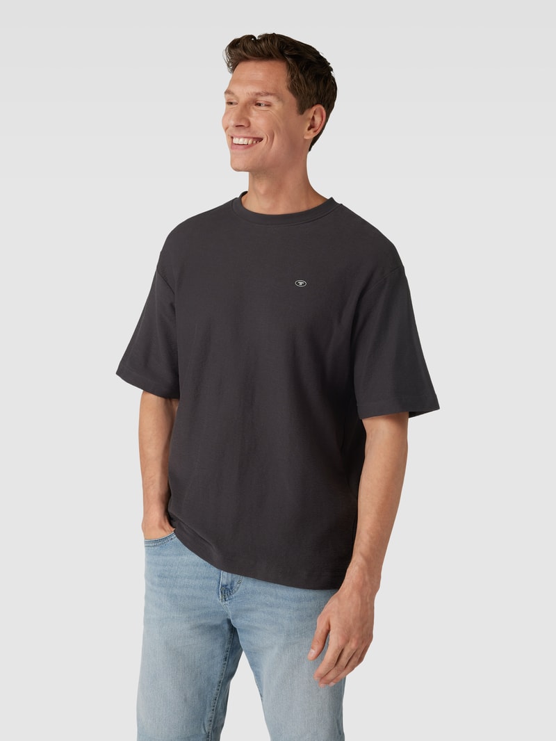 Loose Fit T-Shirt mit Label-Print in anthrazit