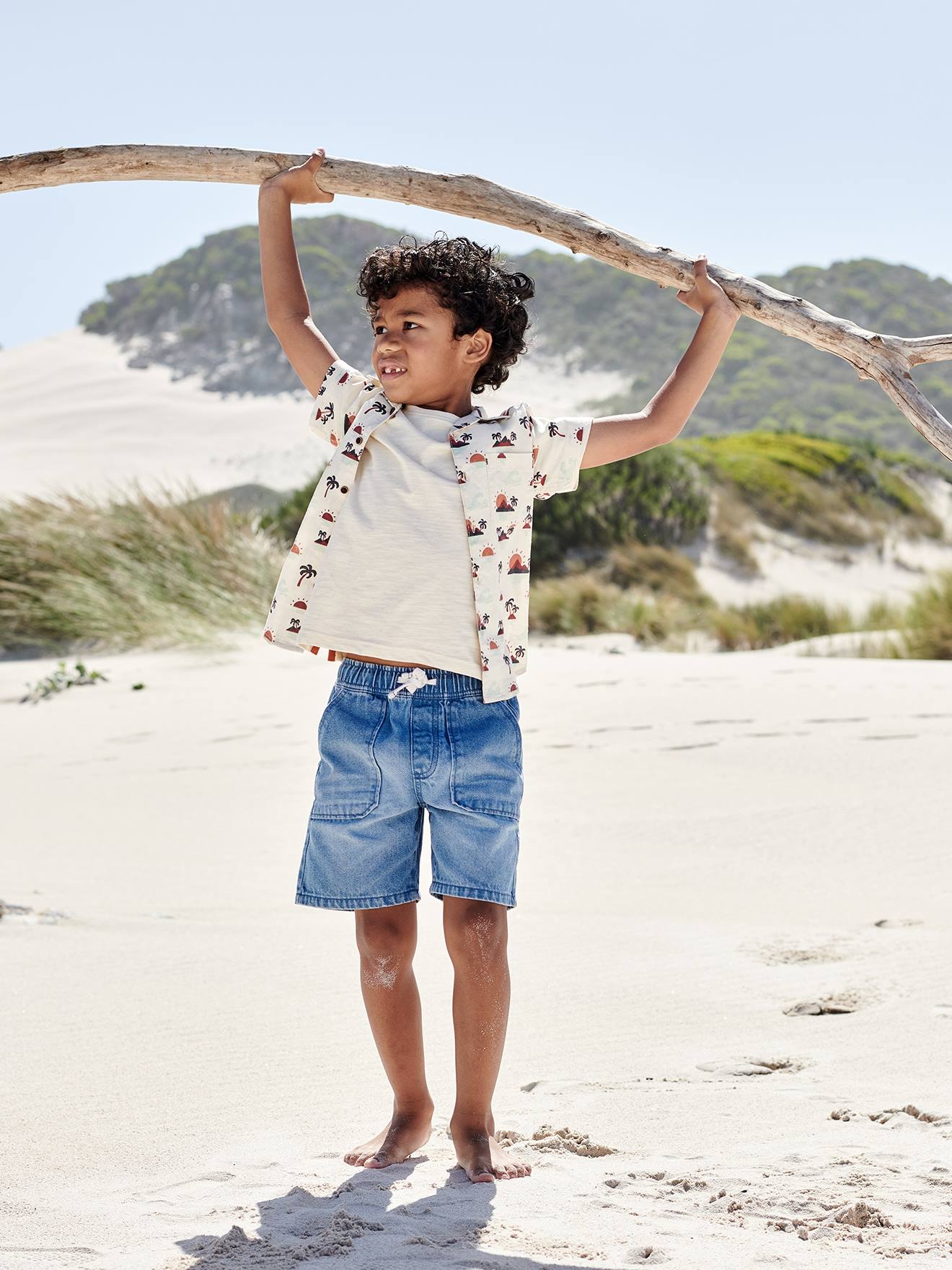Bermuda en jean style charpentier garçon double stone