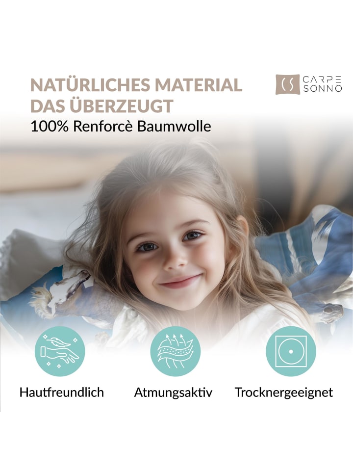 Carpe Sonno Kinder Mädchen Bettwäsche Pferde   10 Spiele in Bunt günstig kaufen 135 x 200   80 x 80 cm