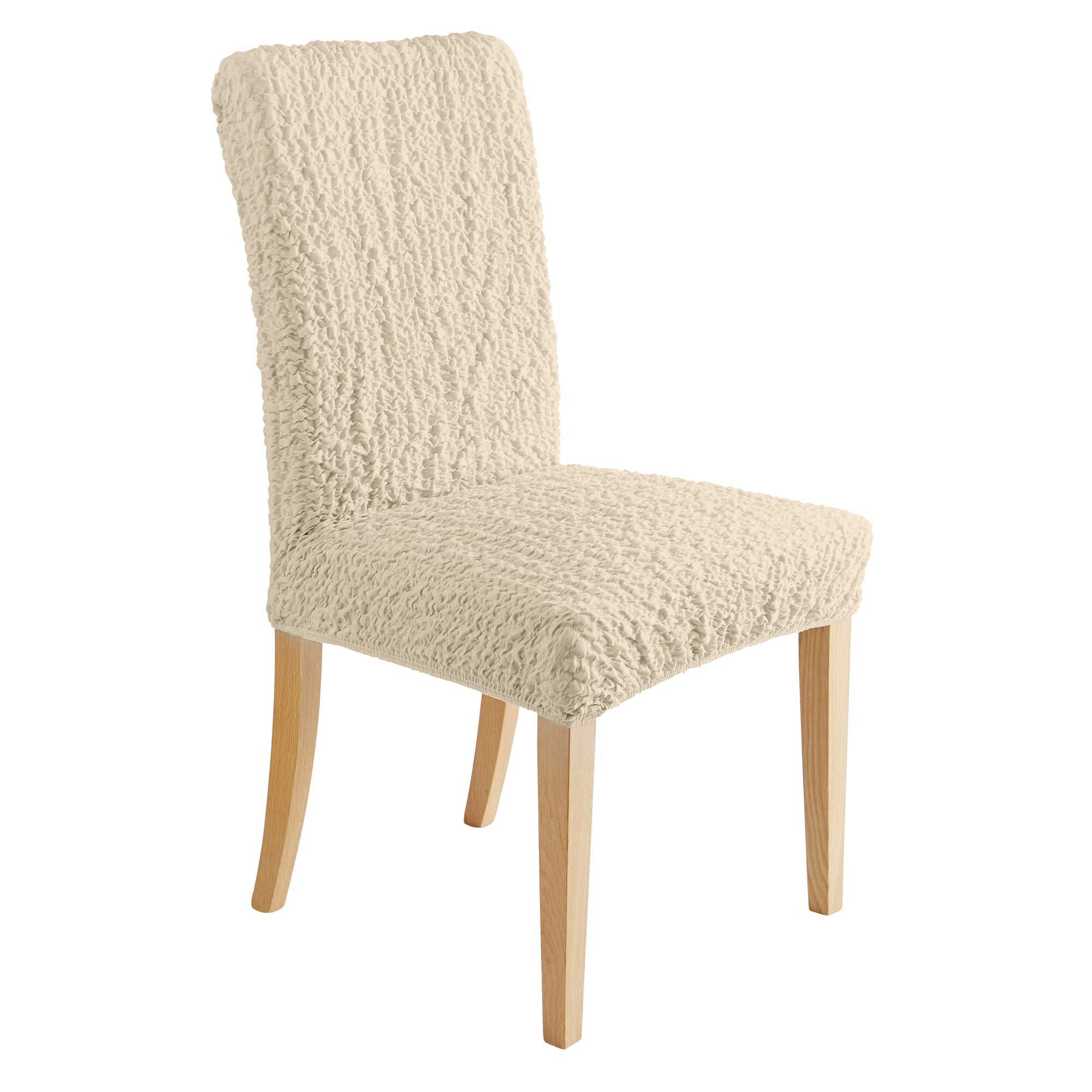 Housse chaise unie gaufrée bi-extensible