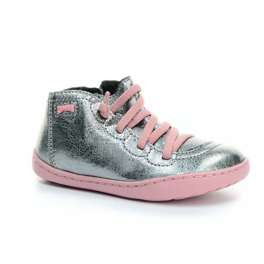 Camper Peu Cami Alu Meteor (K900131-019 First Walkers) silberne Mid Cut Barfußschuhe