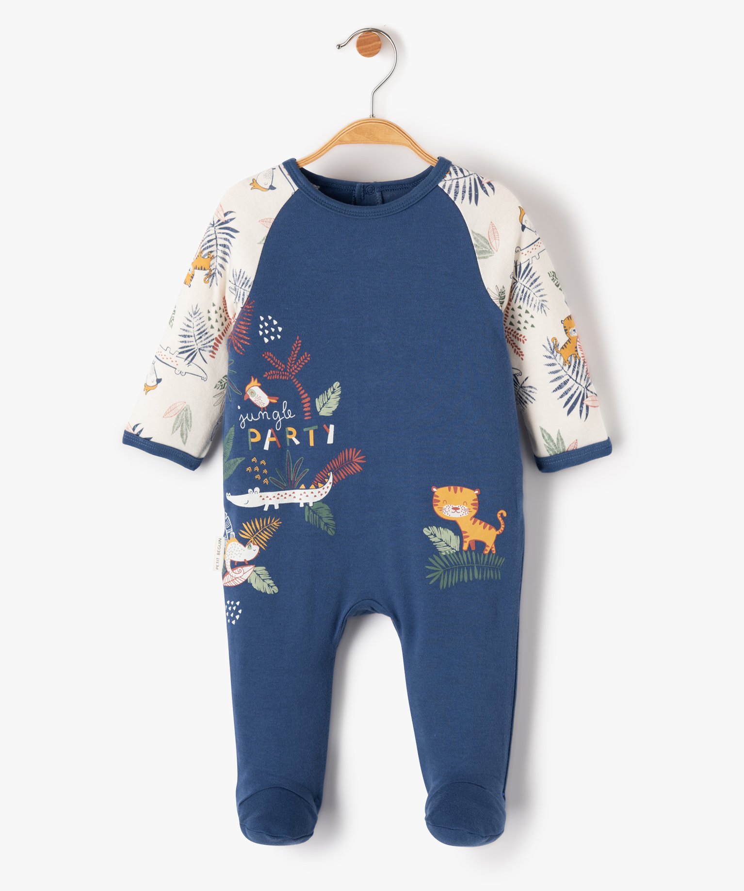 Pyjama bébé à pont-dos imprimé jungle - Petit Béguin marine | GEMO