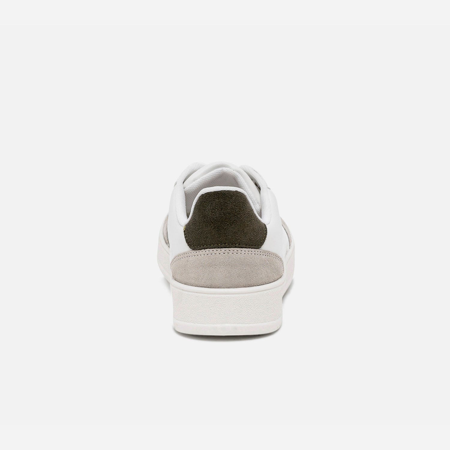 Tennis blanche avec cuir velours gris et kaki
