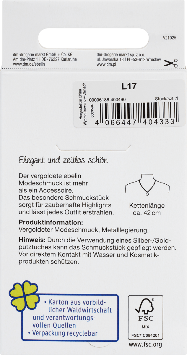 Halskette vergoldet mit Blumenprint, 1 St