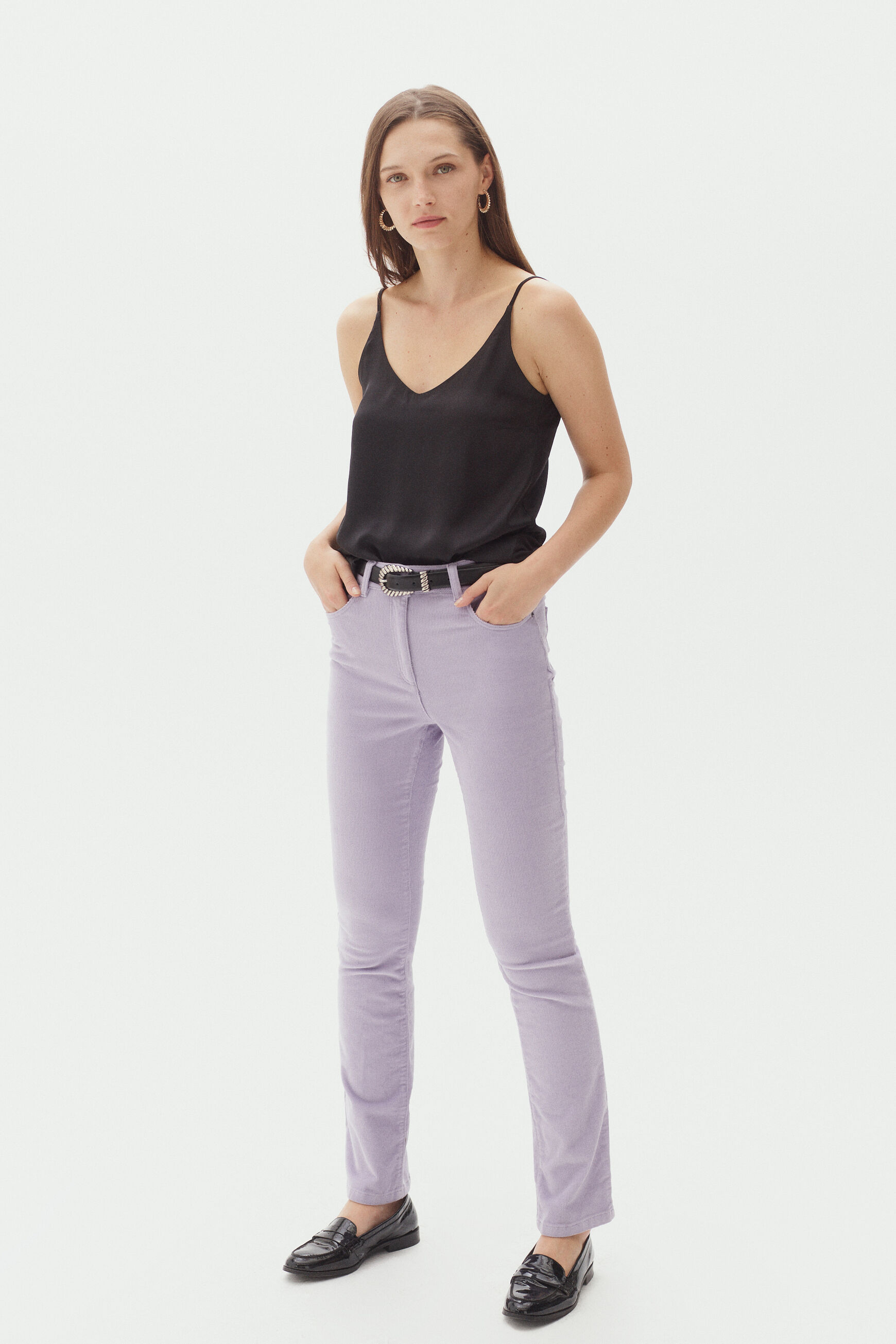 pantalon chicago velours parme femme