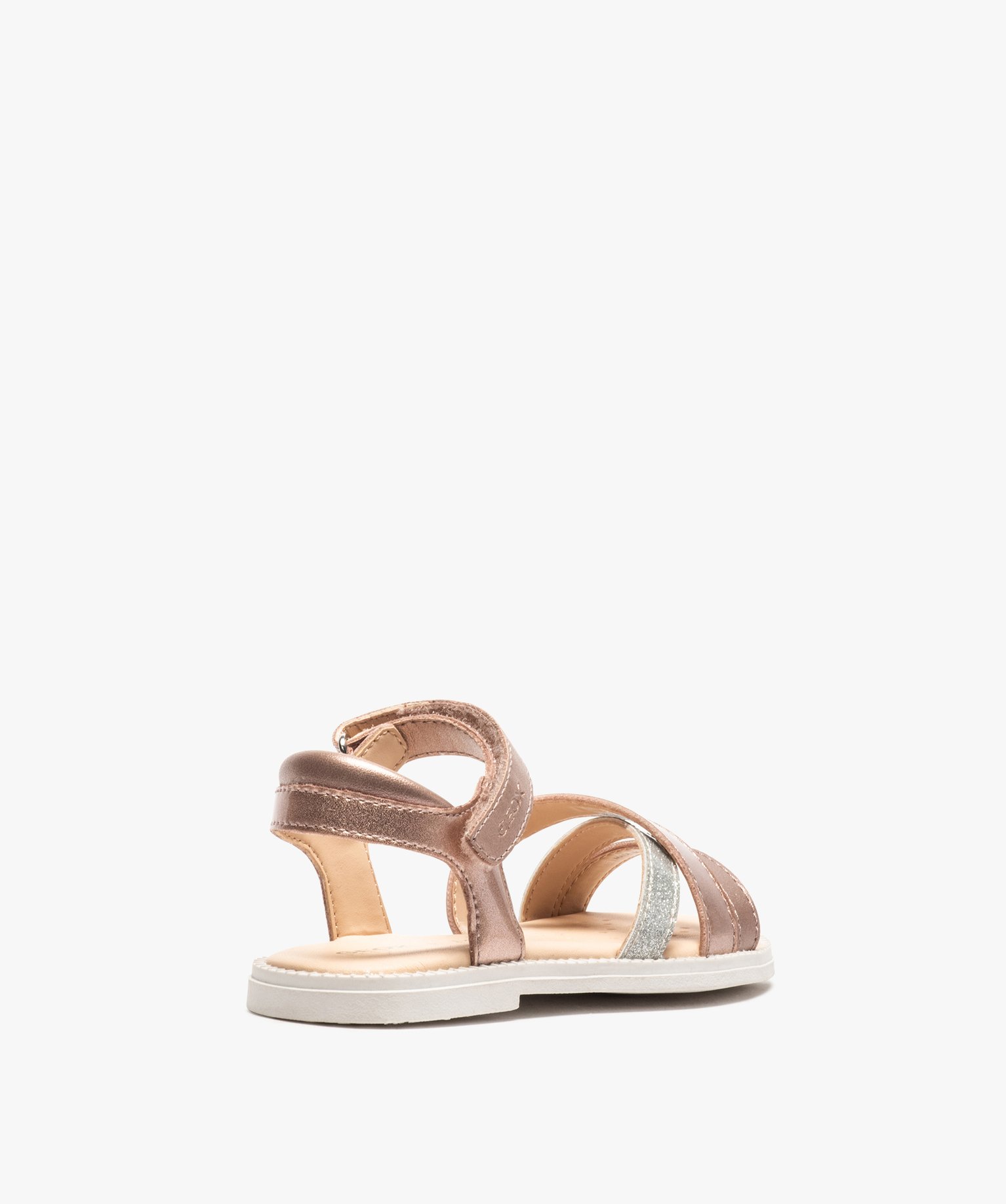 Sandales fille à fines brides métallisées et scratch – ... rose | GEMO