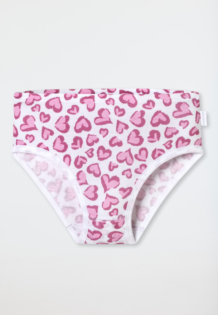 Slips 3er-Pack Herzen rosa/weiß - Fine Rib