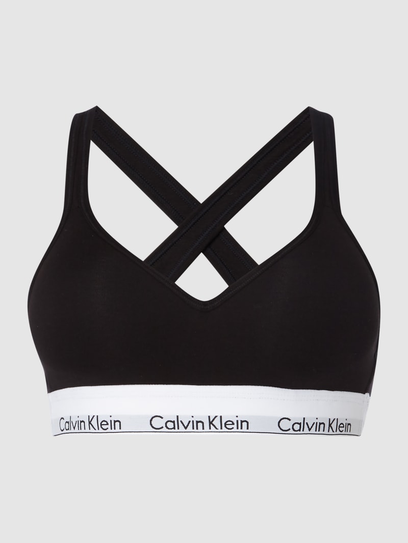 Bralette mit Logo-Bund in schwarz