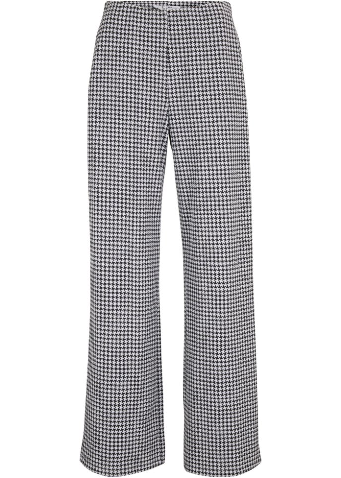 Stretch-Hose mit Hahnentrittmuster, Wide leg