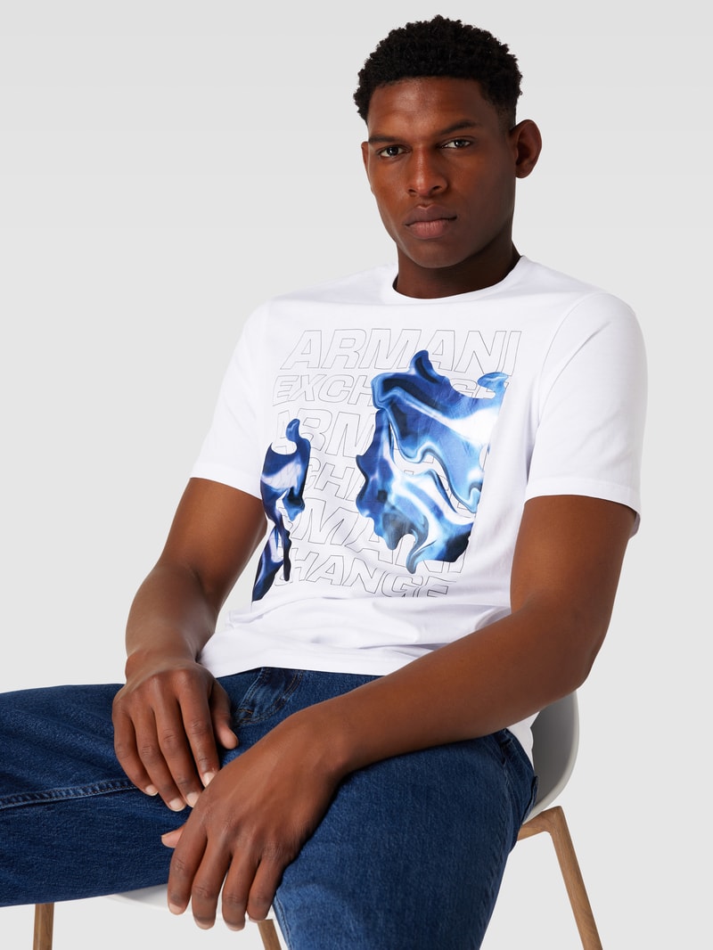 T-Shirt mit Label-Motiv-Print Modell 'Watercapsule' in weiß